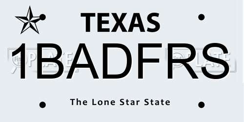 1BADFRS Texas License Plate