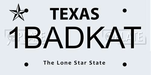 1BADKAT Texas License Plate
