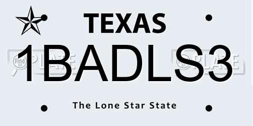 1BADLS3 Texas License Plate