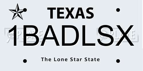 1BADLSX Texas License Plate