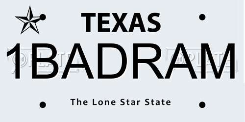 1BADRAM Texas License Plate