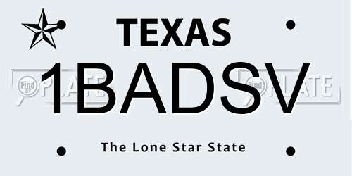 1BADSV Texas License Plate