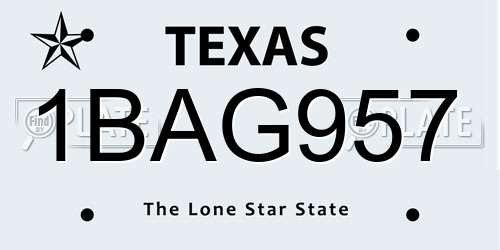 1BAG957 Texas License Plate