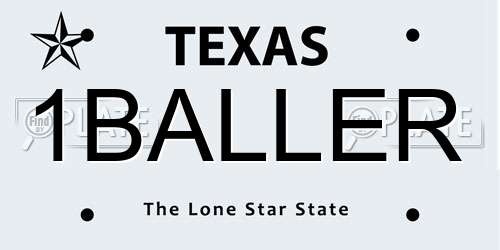 1BALLER Texas License Plate