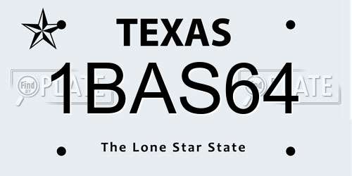 1BAS64 Texas License Plate