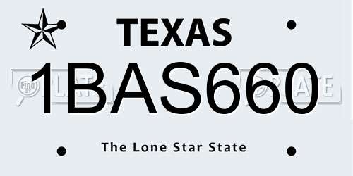 1BAS660 Texas License Plate