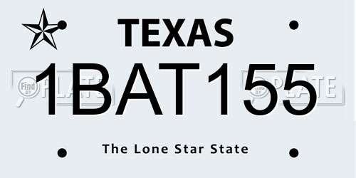 1BAT155 Texas License Plate