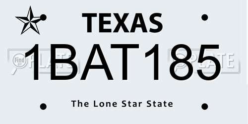 1BAT185 Texas License Plate