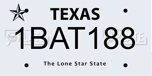 1BAT188 Texas License Plate