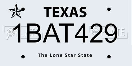 1BAT429 Texas License Plate