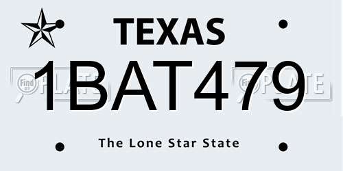 1BAT479 Texas License Plate