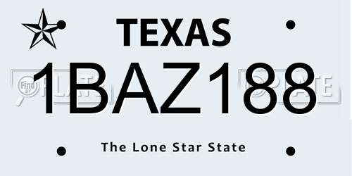 1BAZ188 Texas License Plate