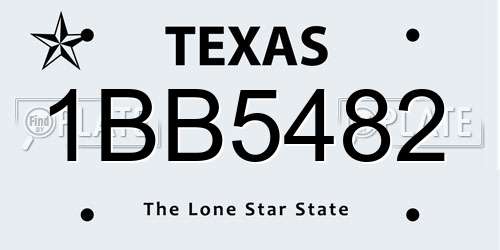 1BB5482 Texas License Plate