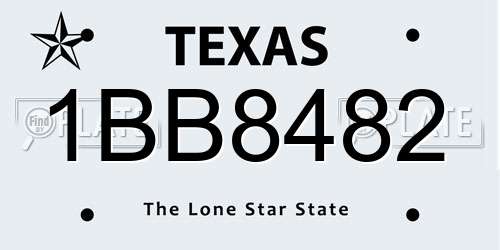 1BB8482 Texas License Plate