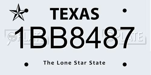 1BB8487 Texas License Plate