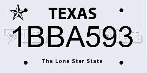 1BBA593 Texas License Plate