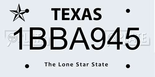1BBA945 Texas License Plate