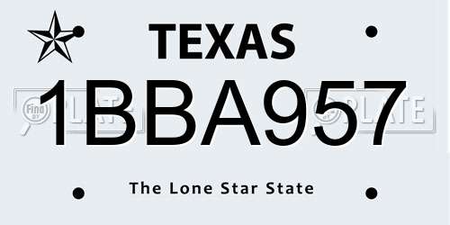 1BBA957 Texas License Plate