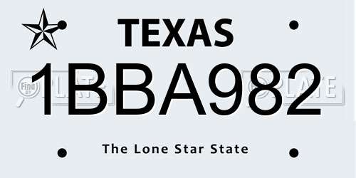 1BBA982 Texas License Plate