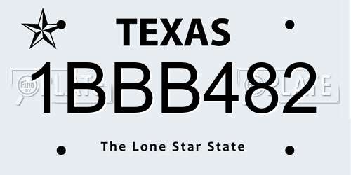 1BBB482 Texas License Plate