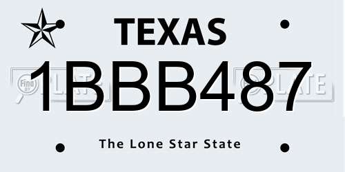 1BBB487 Texas License Plate