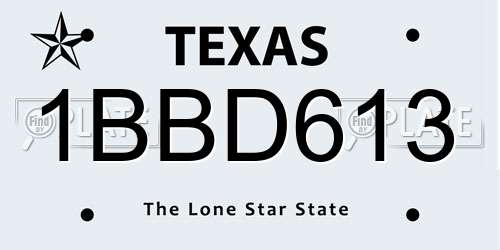 1BBD613 Texas License Plate