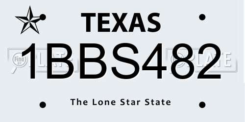 1BBS482 Texas License Plate
