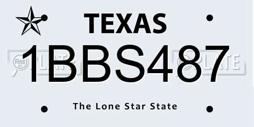 1BBS487 Texas License Plate