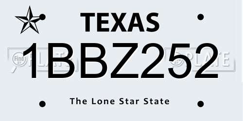 1BBZ252 Texas License Plate