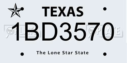 1BD3570 Texas License Plate