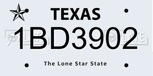 1BD3902 Texas License Plate