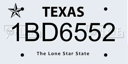 1BD6552 Texas License Plate
