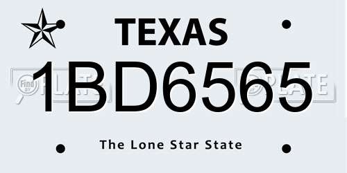 1BD6565 Texas License Plate