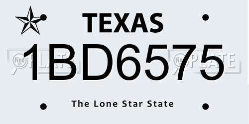 1BD6575 Texas License Plate
