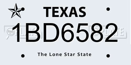 1BD6582 Texas License Plate