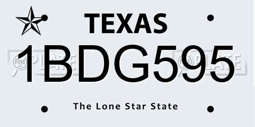 1BDG595 Texas License Plate