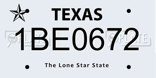 1BE0672 Texas License Plate