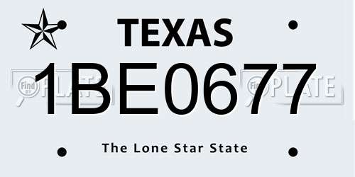 1BE0677 Texas License Plate