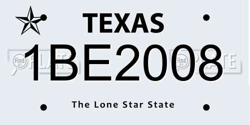 1BE2008 Texas License Plate