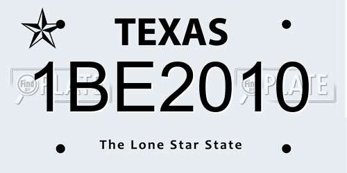 1BE2010 Texas License Plate