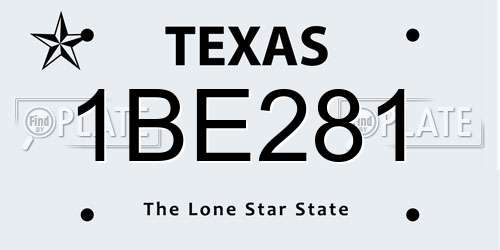 1BE281 Texas License Plate