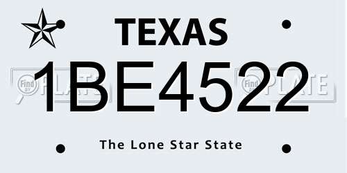 1BE4522 Texas License Plate