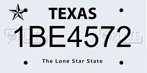1BE4572 Texas License Plate