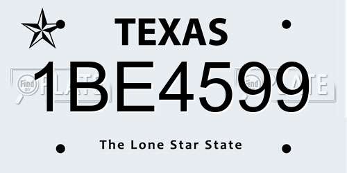 1BE4599 Texas License Plate