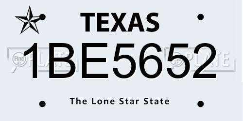 1BE5652 Texas License Plate
