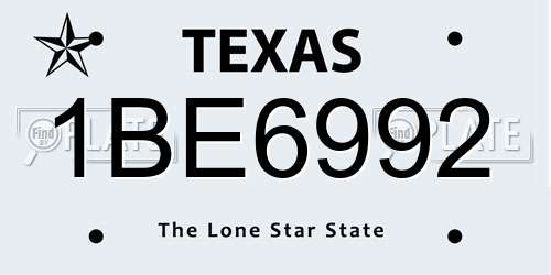 1BE6992 Texas License Plate