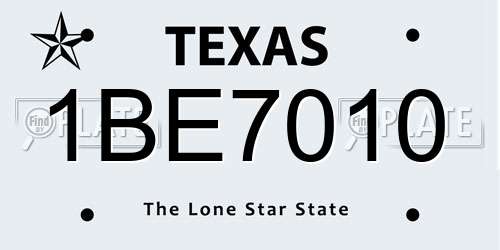 1BE7010 Texas License Plate