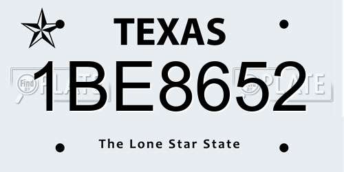 1BE8652 Texas License Plate