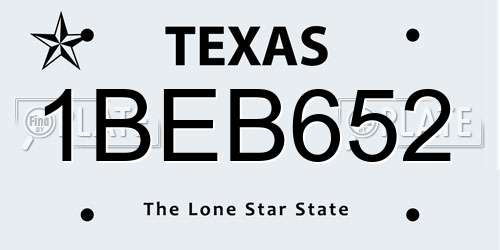 1BEB652 Texas License Plate