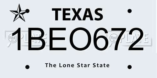 1BEO672 Texas License Plate
